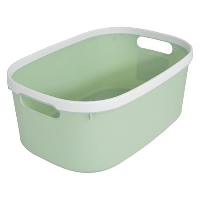 Homéa, Paniere Bicolore Plastique 10L 37X25,3Xh,15 cm Sauge