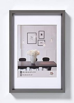 walther Design Picture Frame Steel 30 x 40 cm with PassepArtout, Steel Style Plastic Frame ES040D
