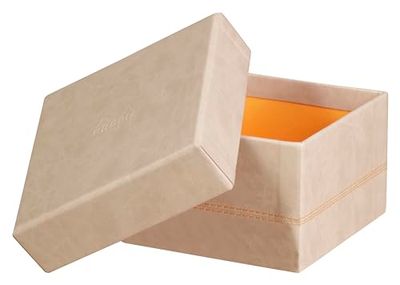 RHODIA 318885C - Set de 5 Boîtes Gigognes Beige - Piqûres Sellier Orange - Extérieur Simili Cuir - Collection Home Office rama - Organisation de Bureau & Rangement Design