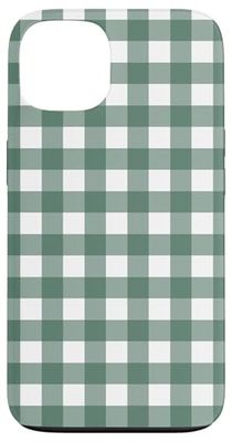 Green Gingham Plaid Aesthetic Girly Preppy Vintage Cute Case for iPhone 13