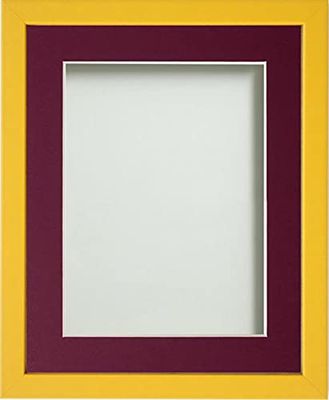 Frame Company Jellybean Range Mustard Yellow Wooden 12x12 inch Picture Photo Frame with Plum Mount for Image 10x10 inch * Choice of Colours & Sizes* Fitted with Perspex