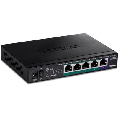 TRENDnet TPE-TG350 Conmutador PoE+ 2.5G no administrado de 5 Puertos, sin Ventilador, diseño de Escritorio Compacto, Carcasa de Metal, Puertos 2.5GBASE-T, IEEE 802.3bz, presupuesto PoE de 55 W