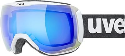 Uvex Downhill 2100 Cv - Masque de Ski pour Hommes et Femmes - à Contraste Élevé - Sans Distorsion et Anti-Buée - White Matt/Blue-Green - One Size