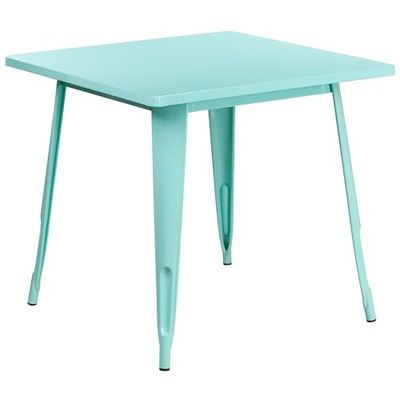 Flash Furniture Mesa quadrada de metal de grau comercial para interiores e exteriores, verde hortelã, 31,5" quadrado