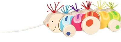 goki 54855 – Oruga Papilio de Madera, diseño de Oruga y Divertido Paseo de orugas, Ideal para Principiantes para Practicar la coordinación, 25 cm x 6 cm x 9 cm, a Partir de 2 años