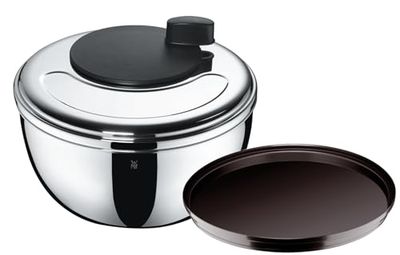 WMF Gourmet Centrifugadora para salada de 25,4 cm, aço inoxidável mate com tampa, adequada para máquina de lavar louça