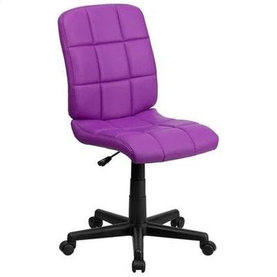 Flash Furniture Cadeira de trabalho giratória de vinil acolchoada com encosto médio, metal, roxo, 58,42 x 55,88 x 22,86 cm