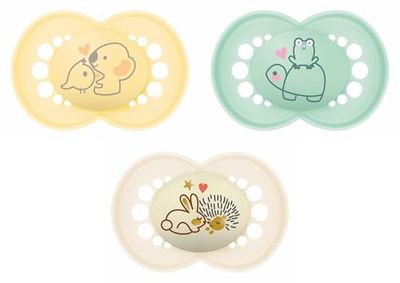 MAM Lot de 3 sucettes originales Day & Night avec tétine en silicone SkinsoftTM ultra douce pour bébé 6 mois Neutre - modèles aléatoire