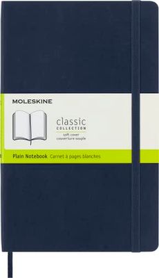 Moleskine - Carnet de Notes Classique Pages Blanches - Journal Couverture Souple et Fermeture par Elastique - Couleur Bleu Saphir - Taille Grand Format 13 x 21 cm - 240 Pages