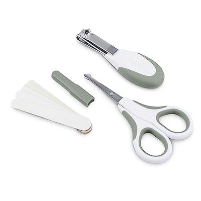 Nuvita 1138 - Set di Forbicine con Punte Arrotondate, Tagliaunghie e Lime per Unghie - Green