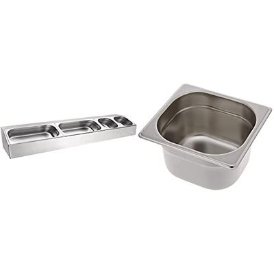 Vogue CP542 Long Gastronorm Pan Rack Pans Sold Separately Kitchen Utensils Cookware & Vogue K991 Stainless Steel 1/6 Gastronorm Pan 100mm Deep Food Container Storage, Silver