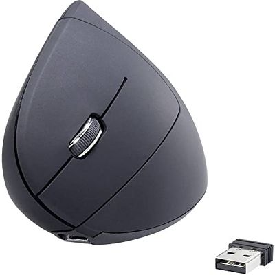 Renkforce RF-WM-321 Draadloze ergonomische muis Radiografisch Optisch Zwart 5 Toetsen 1600 dpi
