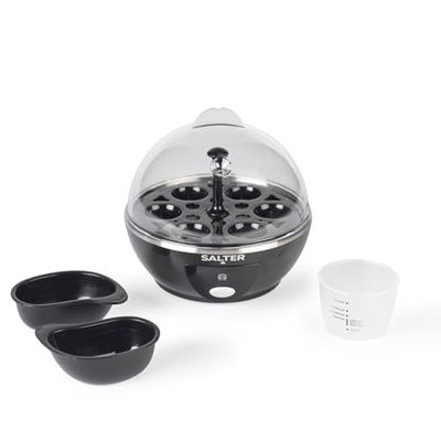 Salter Electric Multi Egg Cooker - 6 Egg Capacity Boiler, Great For Soft Dippy, Hard & Poached Eggs, Includes Measuring Cup, Removable Egg Rack and 2 Poaching Trays, Easy Clean, Compact, 430W, EK6213