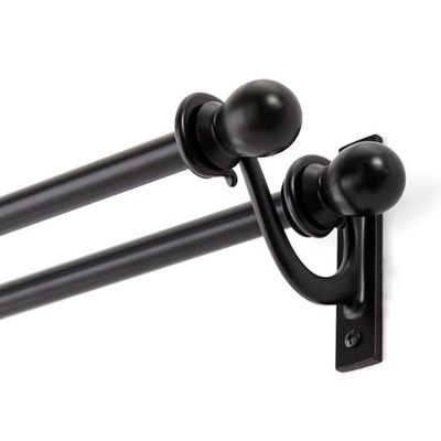 Kenney Suporte duplo para varão de cortina de janela Set, preto, 28-48