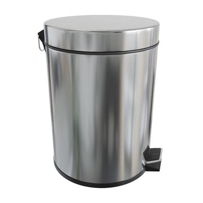 Amig - Poubelle de salle de bain à pédale 3 litres Mod. Linea - Finition inox polie - Ouverture hygiénique sans contact - Ø16,8 x 25,5 cm - Acier inoxydable