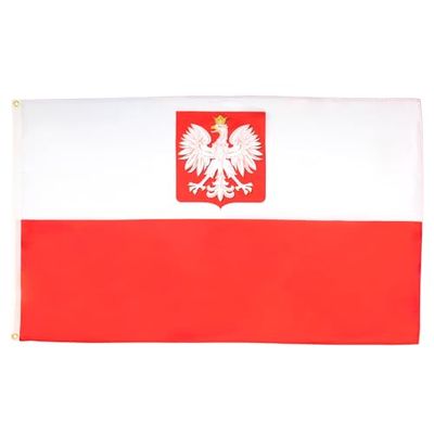 AZ FLAG Bandera de Polonia con Aguila 150x90cm - Bandera POLACA con Armas 90 x 150 cm poliéster Ligero
