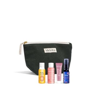Melvita, Trousse de soins visage bio voyage : 4 produits hydratants et revitalisants pour tous types de peaux, incluant crème lift, eau florale, essence et huile démaquillante, Idéal pour les Fêtes