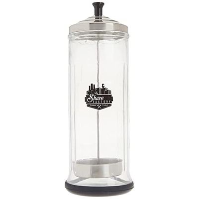 The Shave Factory Professional Grade Disinfectant Jar Large 1.05L (37oz) Glass Disinfectant Jar for Barbers & Stylists