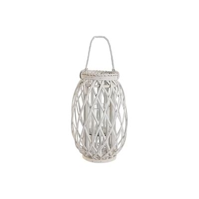 PORTAVELA MIMBRE CRISTAL 26X26X40 BLANCO