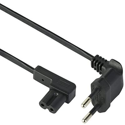 Electraline 95509 Cavo di Alimentazione 1M C7 Radio, PC, TV, Schermi Piatti, Adatto a dispositivo Sonos come, Spina Europea Tipo C, Nero