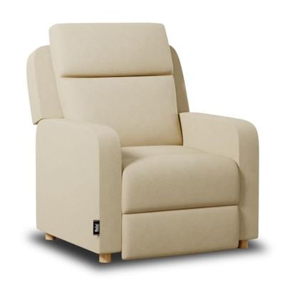 Nalui - Relaxstoel One Fabric (77 x 87 x 98 cm) met handmatige push-opening en versterkte structuur. Fauteuil voor de woonkamer, met stof bekleed met 160° helling, beige