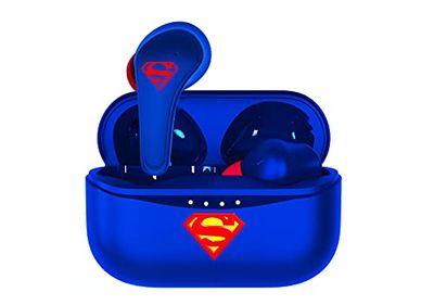 OTL Technologies - Auriculares inalámbricos Bluetooth V5.0 para niños Superman con Caja de Carga.