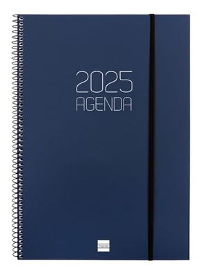 Finocam - Agenda Espiral Opaque 2025 Semana Vista Vertical Enero 2025 - Diciembre 2025 (12 meses) Azul Catalán