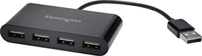 Kensington USB 2.0-Hub Met 4 Poorten, Overdrachtssnelheden Tot 5Gbps, Plug-and-Play-Installatie, Geschikt Voor Dell, Windows En Mac, Zwart, K39120EU
