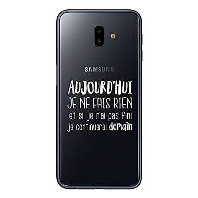 Zokko fodral Samsung J6 Plus 2018 "Idag I do Nothing - mjukt genomskinligt bläck vitt