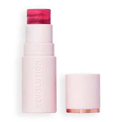 Revolution, Skin Silk Marble Blush Stick, Colorete en Barra con Color Modulable para Mejillas, Ojos y Labios, Fórmula en Crema a Polvo, Vegano y Libre de Crueldad, Berry Flush, 4.5g