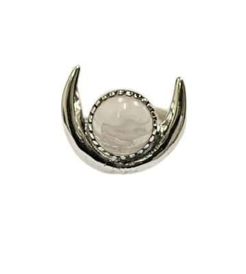 VIE Halo Half Moon Ring, Rose Quartz