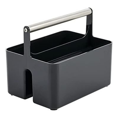 mDesign Contenitore portaoggetti in plastica per doccia, contenitore portaoggetti con scomparti separati, con manico in metallo per bagno, dormitorio, cucina, può contenere sapone, shampoo, balsamo,