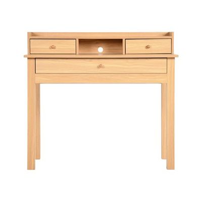 39F FURNITURE DREAM Scandinave PC, Minimaliste Moderne avec Pieds en Bois Massif, Bureau pour Ordinateur Portable avec Support de Rangement, chêne, MDF, 100 x 50 x 90,5 cm