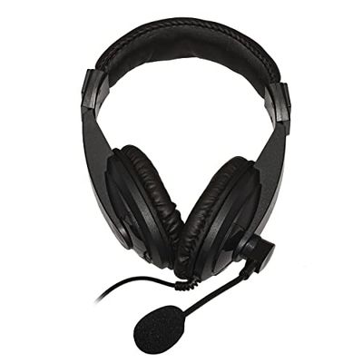 Link LKHS1X35 Cuffia Audio con Microfono Orientabile Connettore, Nero, 1 X 3.5 mm