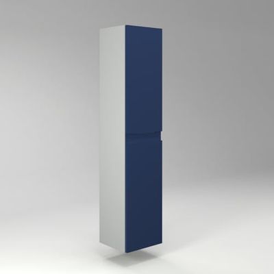 Diventa Modello Diva Star, Colonna Bagno sospesa con 2 ante e 4 ripiani spaziosi, colore blu e grigio
