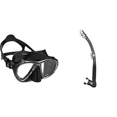 Cressi Big Eyes Evolution Silicone, Maschera Subacquea di Alta Qualita & Alpha Ultra Dry, Snorkel Ottimo per Lo Snorkeling, Apnea e Immersione Unisex Adulto, Nero/Nero, Taglia Unica