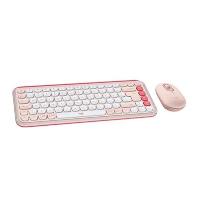 Logitech POP ICON COMBO, Bluetooth-toetsenbord- en muiscombinatie, comfortabel typen, programmeerbare toetsen en knoppen, stil klikken, Easy-Switch tot 3 apparaten - Roze