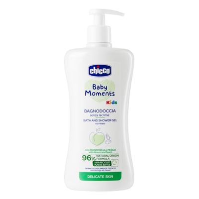 Chicco Baby Moments Kids, ze składnikami naturalnego pochodzenia, delikatnie oczyszcza skórę dziecka, z ekstraktami z migdałów i brzoskwini, 0 miesięcy+, 500 ml
