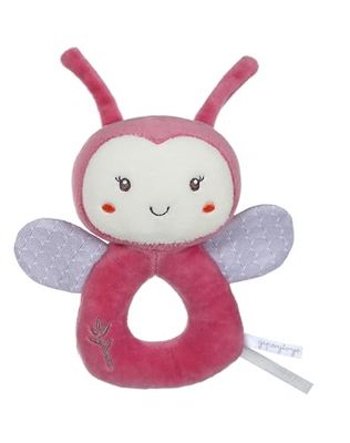 GIPSY TOYS – PELUCHE – HOCHET COCCINELLE – GAMMA "BAMBOO" – 14 CM S/TARJETA – ROSA BEIGE Y GRIS – 1ª EDAD