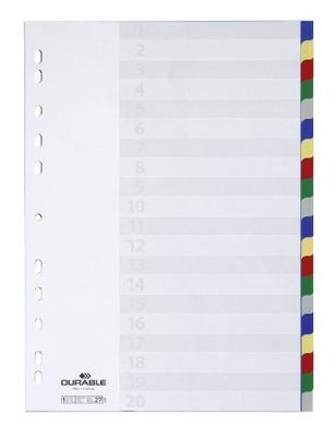 Durable 675827 A4 Portrait Polypropylene Blank Index File with 20 Division Sheets
