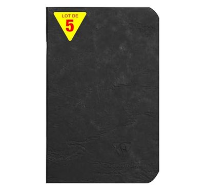 Clairefontaine 734101Cpack Age Bag Collection Notitieboeken, 9 x 14 cm, 96 pagina's, effen, wit, 90 g, glanzend, ledernerf, 5 stuks