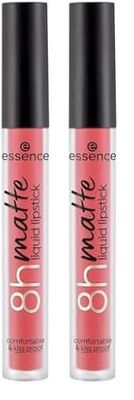 Essence Cosmetics 8H Matte Rossetto Liquido, Lunga Durata, Opacizzante, Asciugatura Rapida, Opaca, 2.5 ml (Confezione da 2)