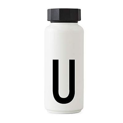 Design Letters Bouteille Isotherme| Gourde Isotherme 500ml Bouteille d'eau Isotherme sans BPA | Inox Reutilisable Chaud de 12 hrs Froid Jusqu’à 24 hrs | Gourde Sport pour Enfant, femme, Voyage - Blanc