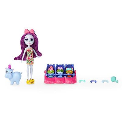 Enchantimals-dockor, Baby Best Friends-lekset, liten docka, kompisfigur, 3 djurungar och tillbehör, överraskning vid uppackning, presenter till barn, HNW97