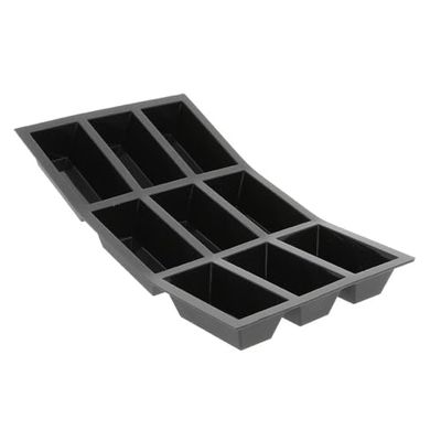 De Buyer, MOLDE SILICONA MOUL FLEX-17,5 x 30 cm - 9 CAKE MOLDES-8 X 3 x 3 cm - preto-placa preta-1976,01