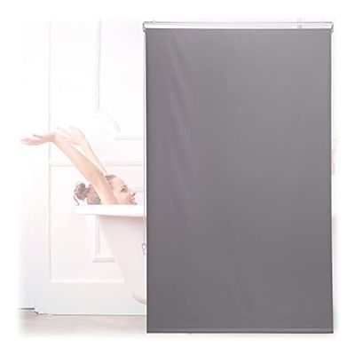 Relaxdays Tenda per Doccia Moderna, 100x240, Vasca da Bagno, Idrorepellente, Montaggio a Soffitto, Rullo Finestra,Grigia