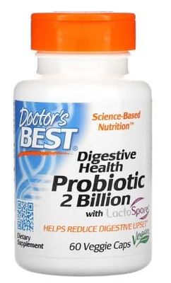 Doctor's Best Probiotiques Digestifs 2 Milliards avec LactoSpore - 60 Gélules | Soutien Digestion et Flore Intestinale