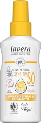 lavera Sun Lotion Sensitiv KIDS LSF 50 – solskyddsmedel för barn – mineraliskt omedelbart skydd – vattentät – vegansk – naturkosmetik – 100 ml