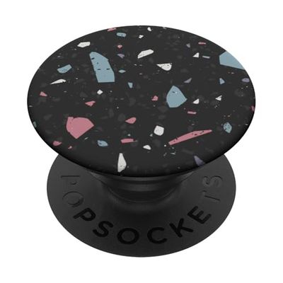 Patrón de terrazo de color retro negro, rosa y azul PopSockets PopGrip Adhesivo