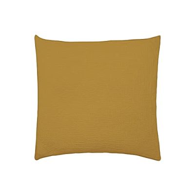 Federa in doppia garza di cotone lavata, tenerezza, cammello, 65 x 65 cm, Essix